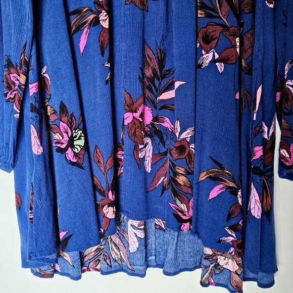 Free People Electric Orchard Blue Mini Tunic Dress S Dark Floral Fairygrunge - Picture 10 of 12